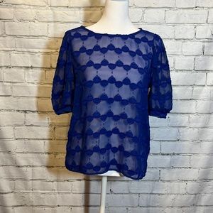Sheer Purple Short Puff Sleeve Blouse